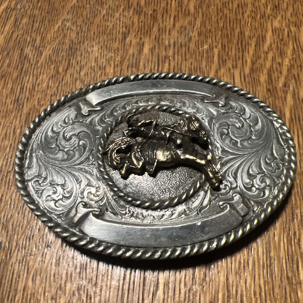 Vtg Bergamot Brass Works Belt Buckle Championship Rodeo 1981 BullRider A300
